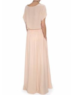 Falda larga de seda con fajín drapeado en cuarzo 2