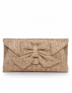 Cartera de rafia metalizada beige/dorado